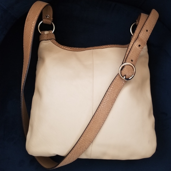 Coach Penelope F16533 Crossbody Bag Ivory Leather/Tan Snakeskin Embossed Trim - Picture 9 of 16